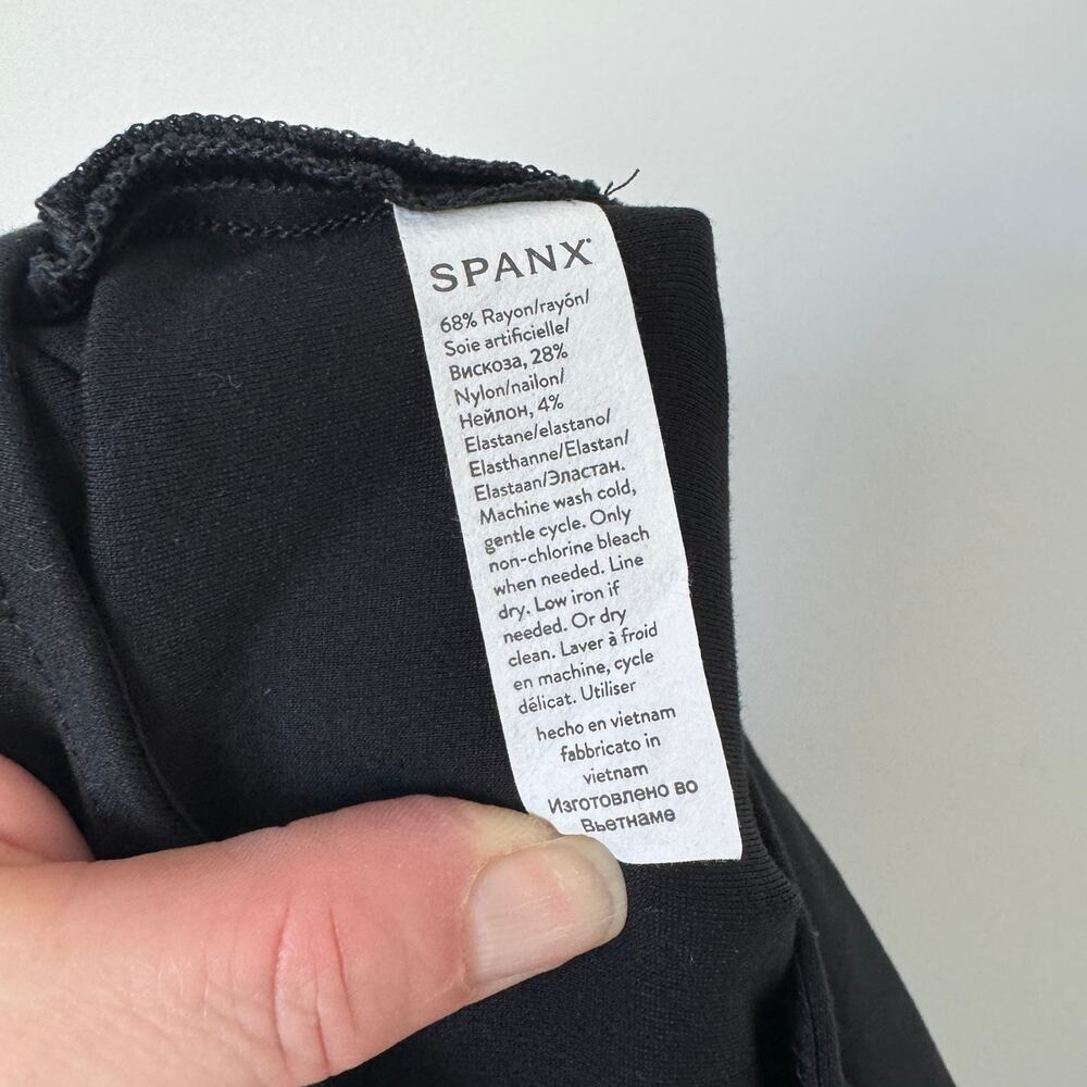 Spanx Perfect Sleeveless Jumpsuit Black Large Ponte Flare Leg Core Shaping - Picture 9 of 11